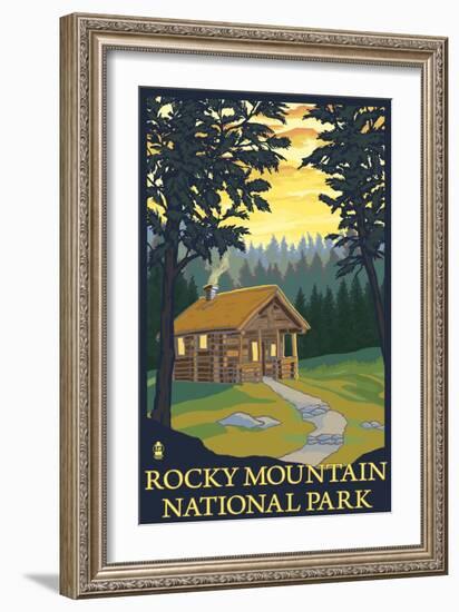 Rocky Mountain National Park, Co - Cabin Scene, c.2009-Lantern Press-Framed Art Print