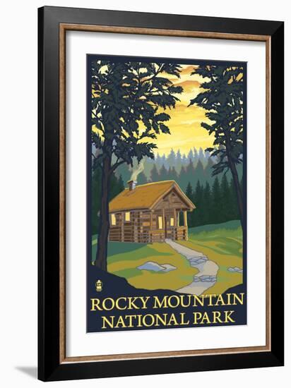 Rocky Mountain National Park, Co - Cabin Scene, c.2009-Lantern Press-Framed Art Print