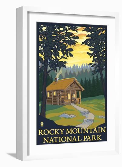 Rocky Mountain National Park, Co - Cabin Scene, c.2009-Lantern Press-Framed Art Print