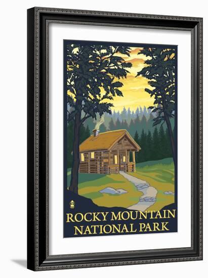 Rocky Mountain National Park, Co - Cabin Scene, c.2009-Lantern Press-Framed Art Print