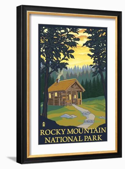 Rocky Mountain National Park, Co - Cabin Scene, c.2009-Lantern Press-Framed Art Print