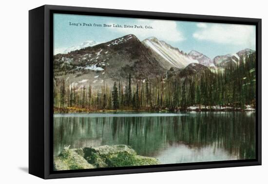 Rocky Mountain National Park, Colorado, Bear Lake View of Long's Peak, Estes Park-Lantern Press-Framed Stretched Canvas