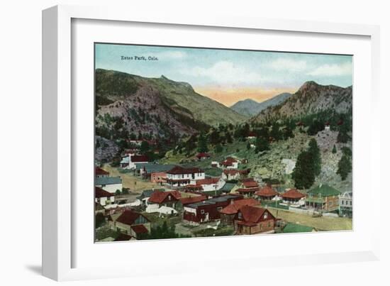 Rocky Mountain National Park, Colorado, General View of Estes Park-Lantern Press-Framed Art Print