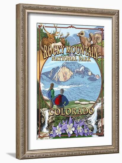 Rocky Mountain National Park, Colorado Montage-Lantern Press-Framed Art Print