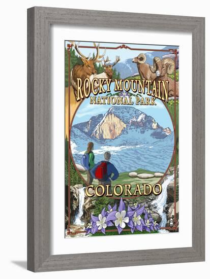 Rocky Mountain National Park, Colorado Montage-Lantern Press-Framed Art Print