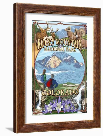 Rocky Mountain National Park, Colorado Montage-Lantern Press-Framed Art Print