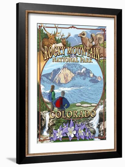 Rocky Mountain National Park, Colorado Montage-Lantern Press-Framed Art Print