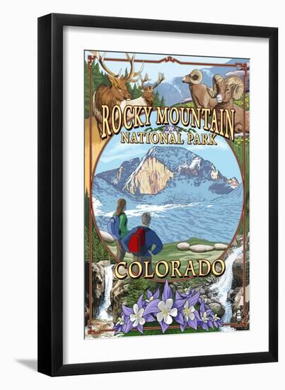 Rocky Mountain National Park, Colorado Montage-Lantern Press-Framed Art Print