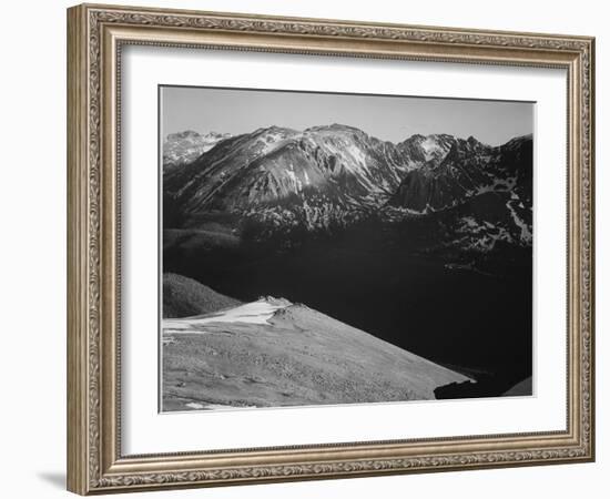 Rocky Mountain National Park Colorado Panorama Of Barren Mountains & Shadowed Valley 1933-1942-Ansel Adams-Framed Art Print