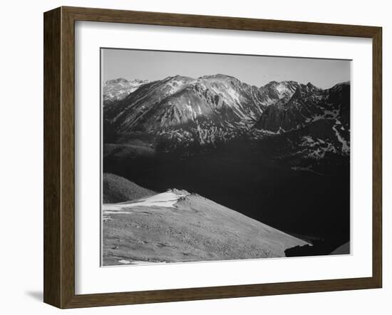 Rocky Mountain National Park Colorado Panorama Of Barren Mountains & Shadowed Valley 1933-1942-Ansel Adams-Framed Art Print