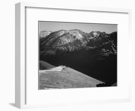 Rocky Mountain National Park Colorado Panorama Of Barren Mountains & Shadowed Valley 1933-1942-Ansel Adams-Framed Art Print