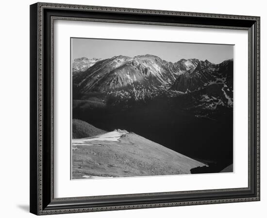 Rocky Mountain National Park Colorado Panorama Of Barren Mountains & Shadowed Valley 1933-1942-Ansel Adams-Framed Art Print