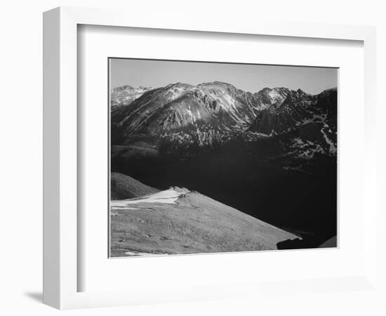 Rocky Mountain National Park Colorado Panorama Of Barren Mountains & Shadowed Valley 1933-1942-Ansel Adams-Framed Art Print