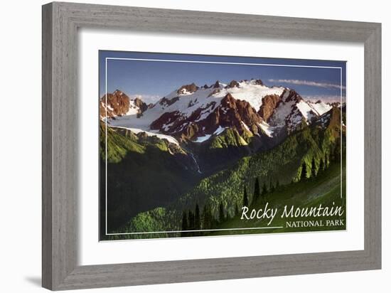 Rocky Mountain National Park - Mountains and Trees-Lantern Press-Framed Art Print