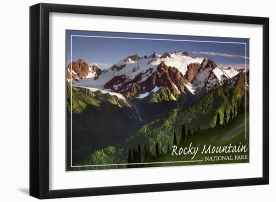 Rocky Mountain National Park - Mountains and Trees-Lantern Press-Framed Art Print