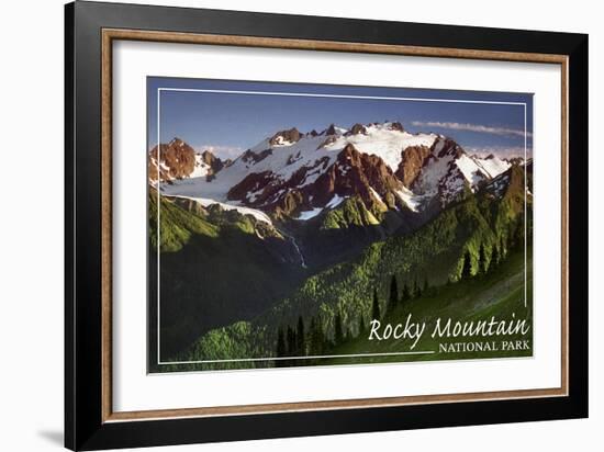 Rocky Mountain National Park - Mountains and Trees-Lantern Press-Framed Art Print