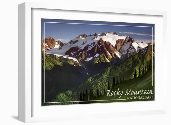 Rocky Mountain National Park - Mountains and Trees-Lantern Press-Framed Art Print