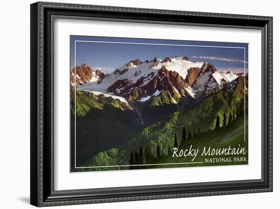 Rocky Mountain National Park - Mountains and Trees-Lantern Press-Framed Art Print