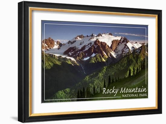 Rocky Mountain National Park - Mountains and Trees-Lantern Press-Framed Art Print