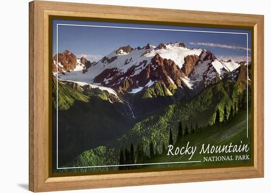 Rocky Mountain National Park - Mountains and Trees-Lantern Press-Framed Stretched Canvas