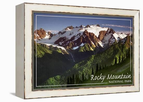 Rocky Mountain National Park - Mountains and Trees-Lantern Press-Framed Stretched Canvas