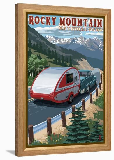 Rocky Mountain National Park - Retro Camper-Lantern Press-Framed Stretched Canvas