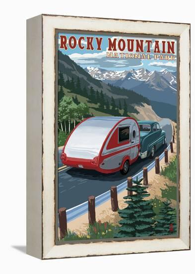 Rocky Mountain National Park - Retro Camper-Lantern Press-Framed Stretched Canvas