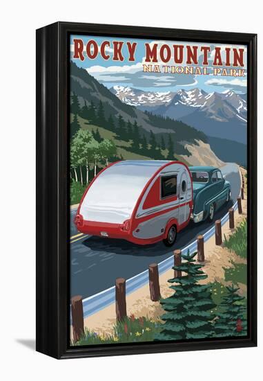 Rocky Mountain National Park - Retro Camper-Lantern Press-Framed Stretched Canvas