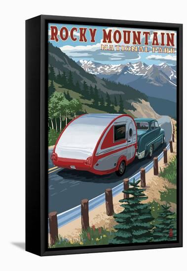 Rocky Mountain National Park - Retro Camper-Lantern Press-Framed Stretched Canvas