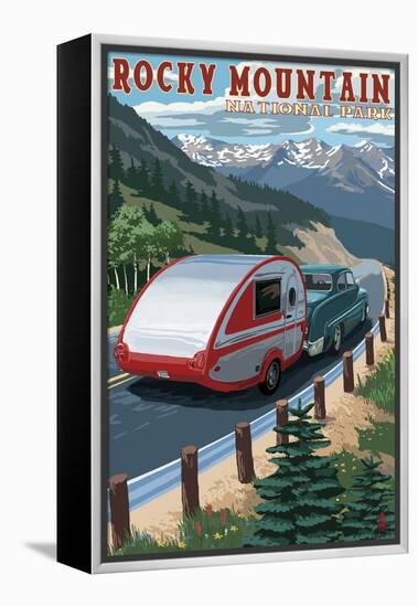 Rocky Mountain National Park - Retro Camper-Lantern Press-Framed Stretched Canvas