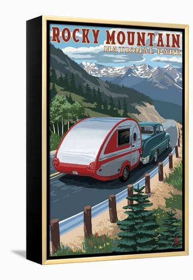 Rocky Mountain National Park - Retro Camper-Lantern Press-Framed Stretched Canvas