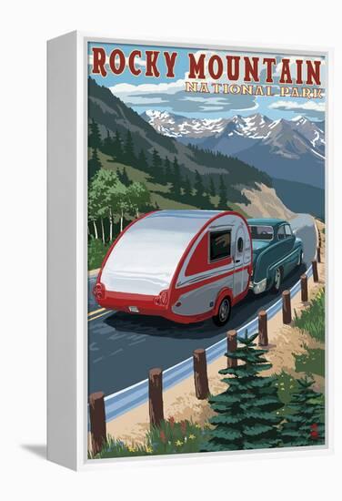 Rocky Mountain National Park - Retro Camper-Lantern Press-Framed Stretched Canvas