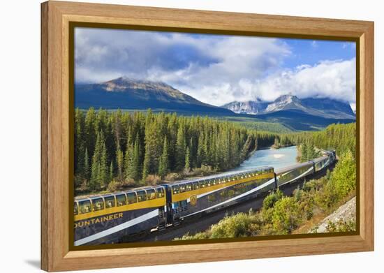 Rocky Mountaineer Train at Morant's Curve Near Lake Louise in the Canadian Rockies-Neale Clark-Framed Premier Image Canvas