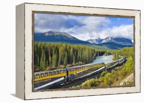 Rocky Mountaineer Train at Morant's Curve Near Lake Louise in the Canadian Rockies-Neale Clark-Framed Premier Image Canvas