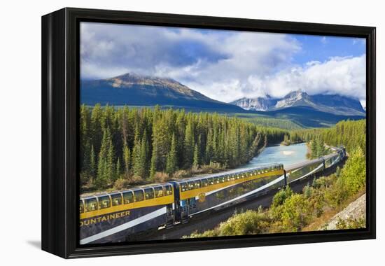 Rocky Mountaineer Train at Morant's Curve Near Lake Louise in the Canadian Rockies-Neale Clark-Framed Premier Image Canvas