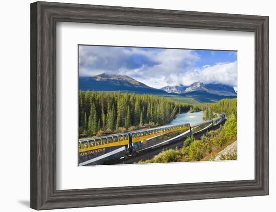 Rocky Mountaineer Train at Morant's Curve Near Lake Louise in the Canadian Rockies-Neale Clark-Framed Photographic Print