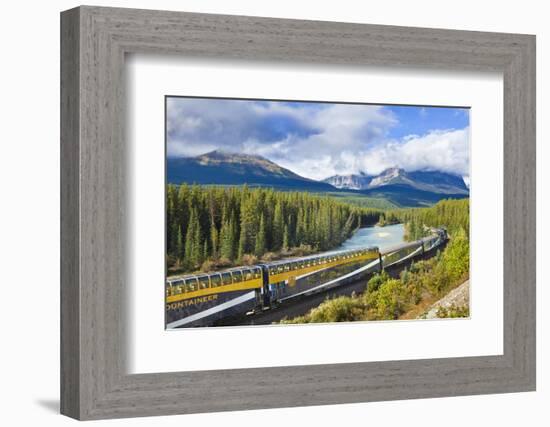 Rocky Mountaineer Train at Morant's Curve Near Lake Louise in the Canadian Rockies-Neale Clark-Framed Photographic Print