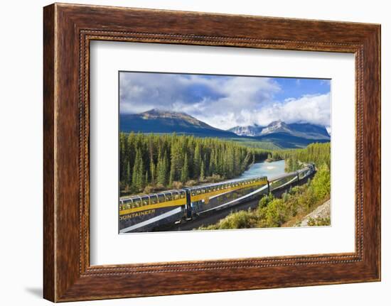 Rocky Mountaineer Train at Morant's Curve Near Lake Louise in the Canadian Rockies-Neale Clark-Framed Photographic Print