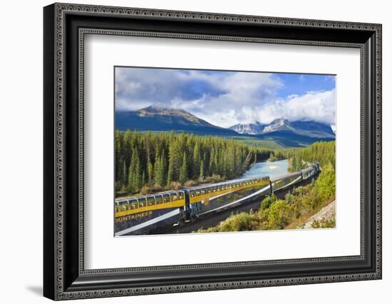 Rocky Mountaineer Train at Morant's Curve Near Lake Louise in the Canadian Rockies-Neale Clark-Framed Photographic Print