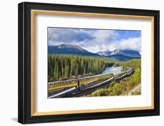 Rocky Mountaineer Train at Morant's Curve Near Lake Louise in the Canadian Rockies-Neale Clark-Framed Photographic Print