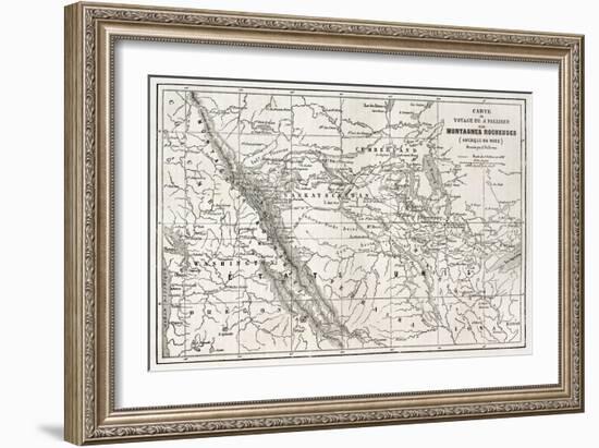 Rocky Mountains Old Map, Usa-marzolino-Framed Art Print