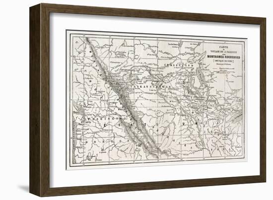 Rocky Mountains Old Map, Usa-marzolino-Framed Art Print