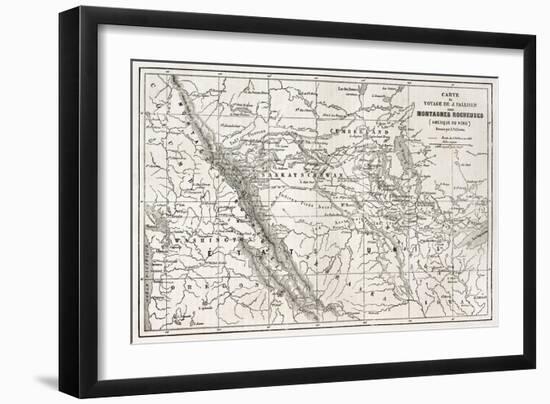 Rocky Mountains Old Map, Usa-marzolino-Framed Art Print