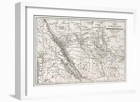 Rocky Mountains Old Map, Usa-marzolino-Framed Art Print