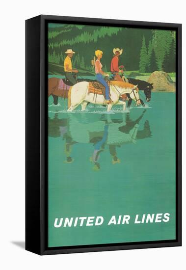 Rocky Mountains - United Air Lines - Horseback Riders - Vintage Travel Poster, 1960s-Stan Galli-Framed Stretched Canvas