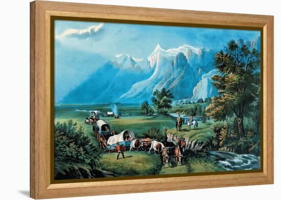 Rocky Mountains-Currier & Ives-Framed Stretched Canvas