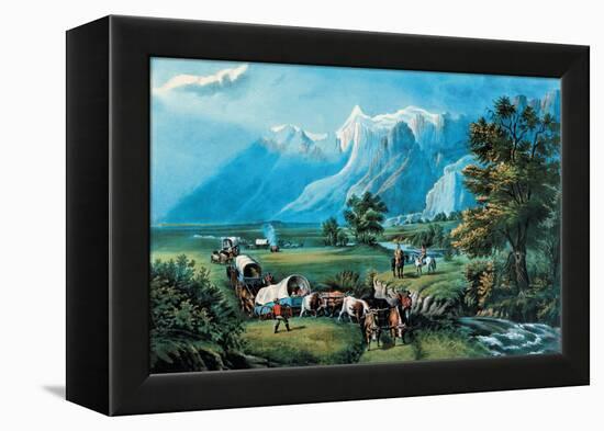 Rocky Mountains-Currier & Ives-Framed Stretched Canvas