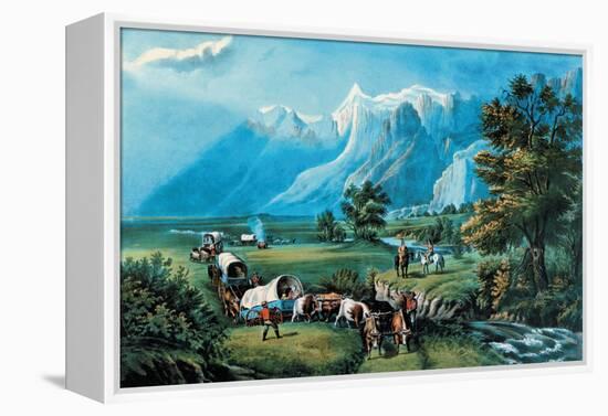 Rocky Mountains-Currier & Ives-Framed Stretched Canvas