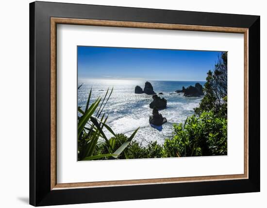 Rocky Outcrops in the Ocean Along the Road Between Greymouth and Westport, West Coast, South Island-Michael Runkel-Framed Photographic Print