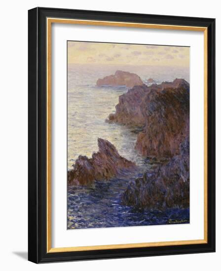 Rocky Point at Port-Goulphar-Claude Monet-Framed Giclee Print